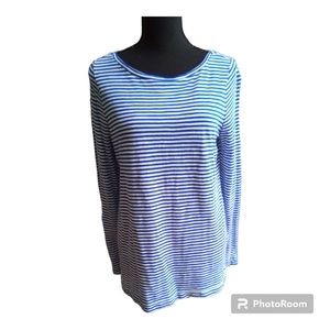 Banana Republic Blue Striped Long Sleeve Blouse Medium